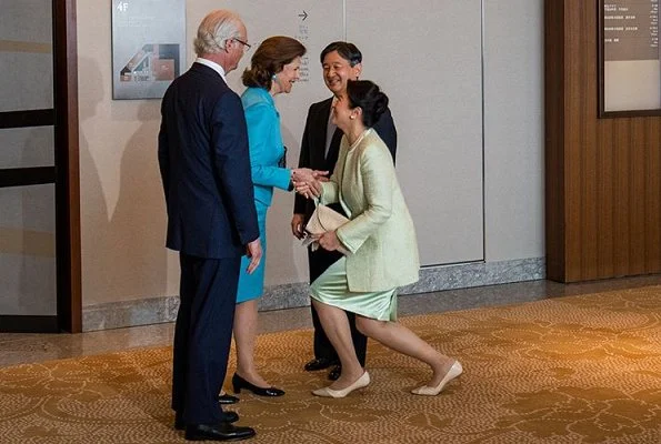 Queen Silvia at Dementia forum in Tokyo. Crown Prince Naruhito of Japan and Crown Princess Masako atteded a lunch at Palace Hotel in Tokyo