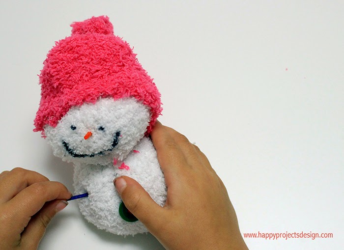 muñeco de nieve con calcetín