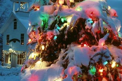 Luces de navidad llenas de nieve