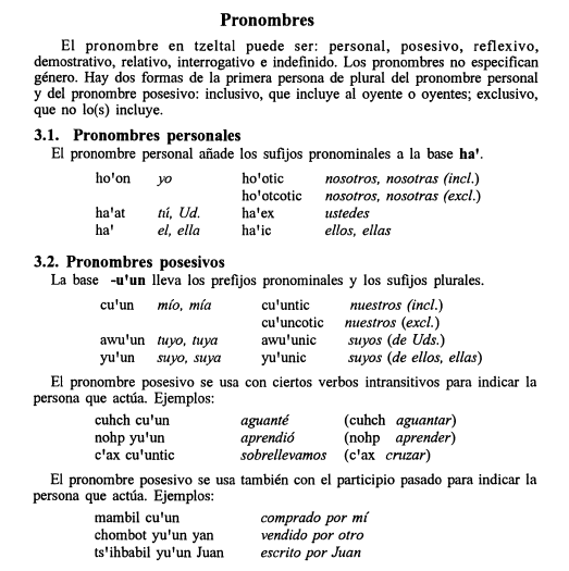 Ser Tzeltal Gramática general Ser Tzeltal Gramática general