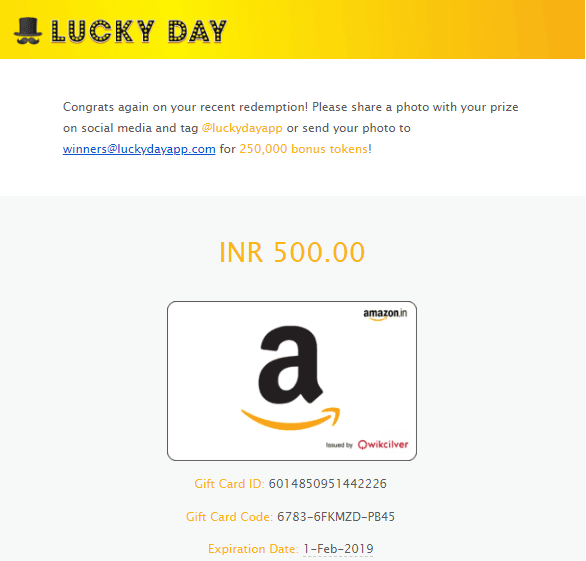 lucky day payment proof