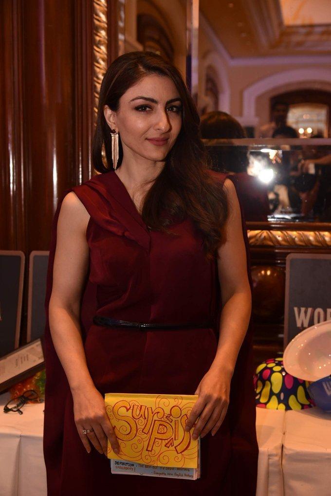 Soha Ali Khan At Spell Bee Event In Maroon Dress