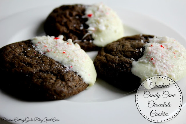 Peppermint Cookies, Christmas Cookies, Crushed Candy Cane Chocolate Cookies, Rosevine Cottage Girls | Peppermint Cookies on a white plate