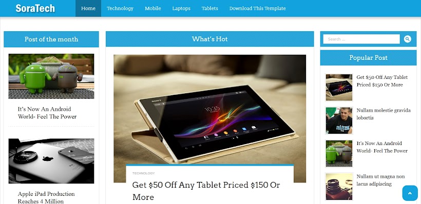 Sora Tech Free Blogger Template