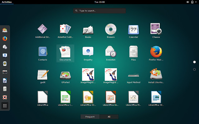 Full screen application menu