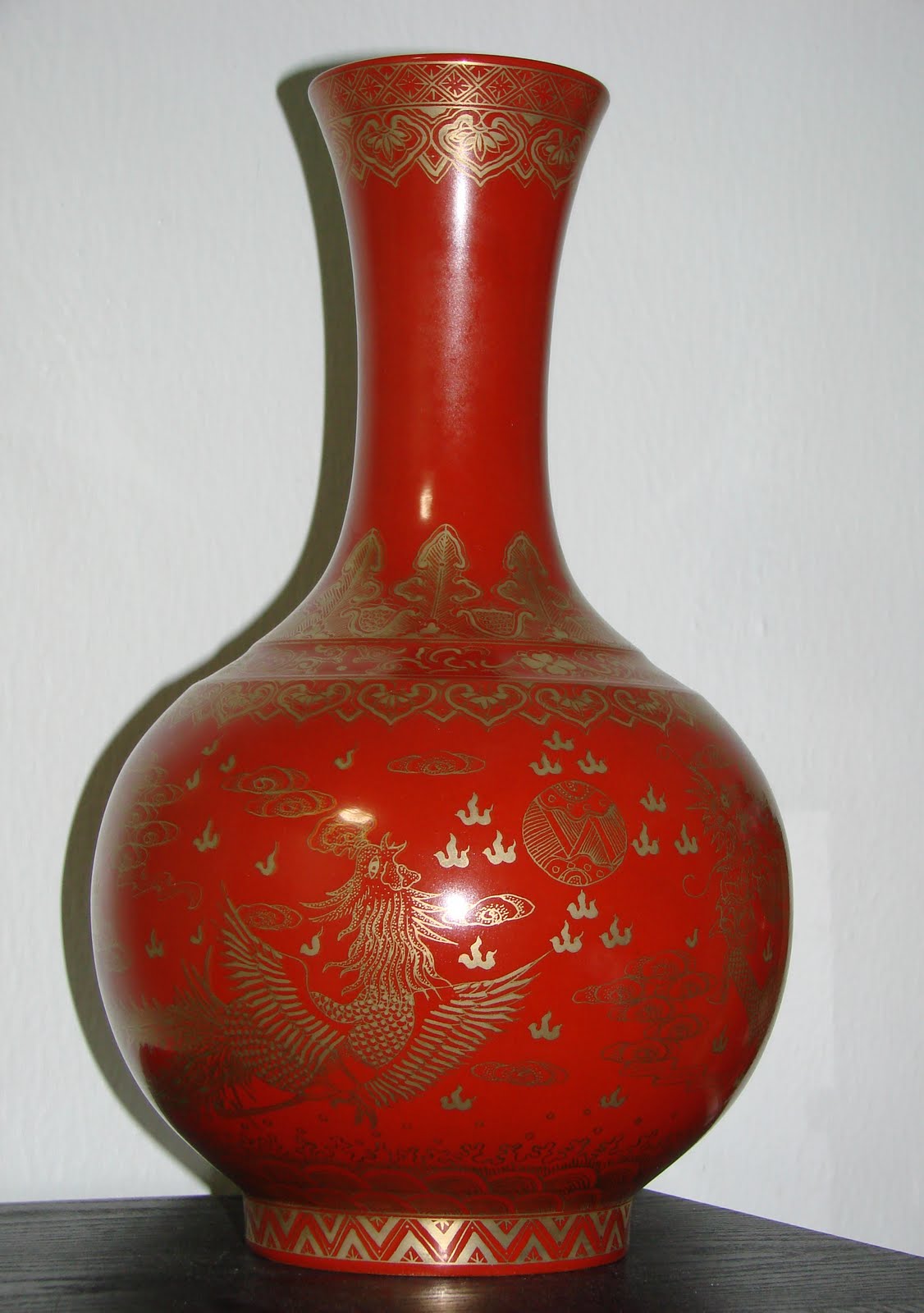 Chinese antiques-porcelain: A rare red vase