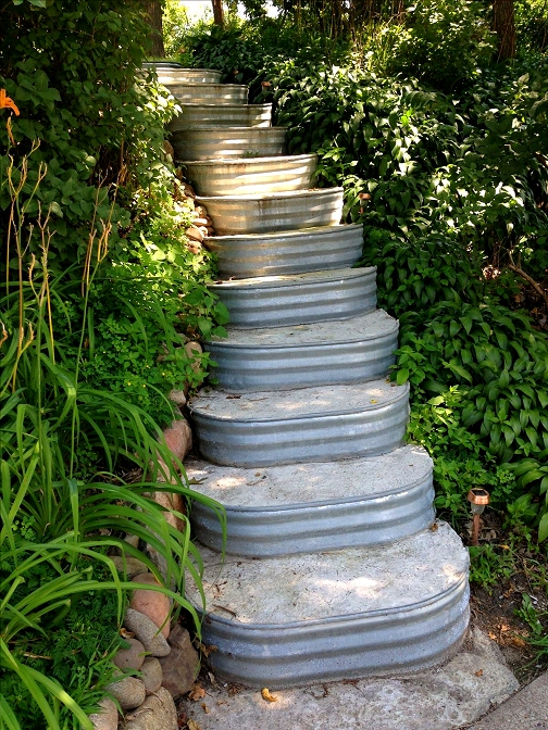 garden upcycled creative volume stairs wells dishfunctional pour concrete window own create designs these old