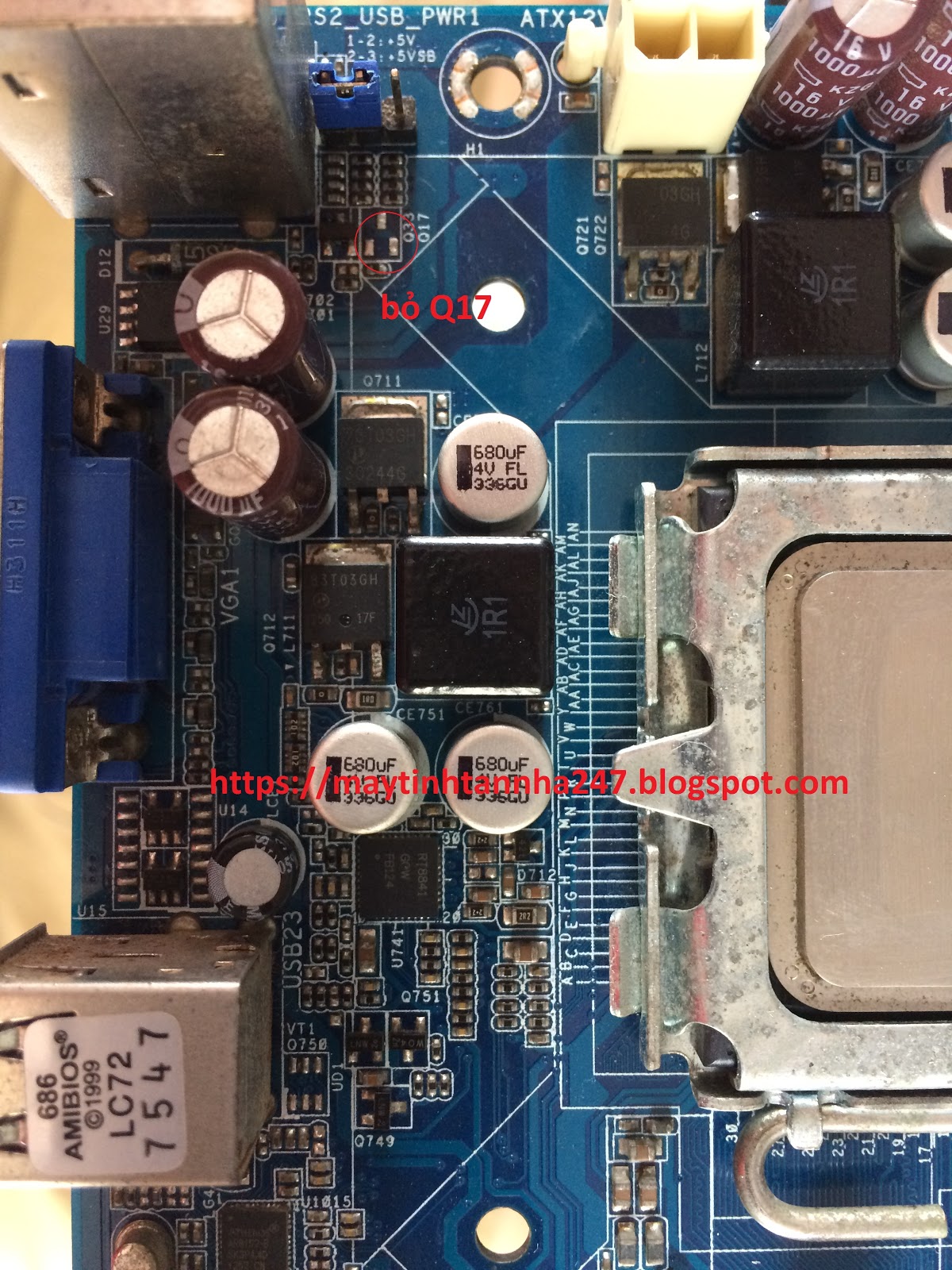 Fix ASROCK G41M-VS3 Mất nguồn CPU - Sửa máy tính tận nhà tại Phan Thiết