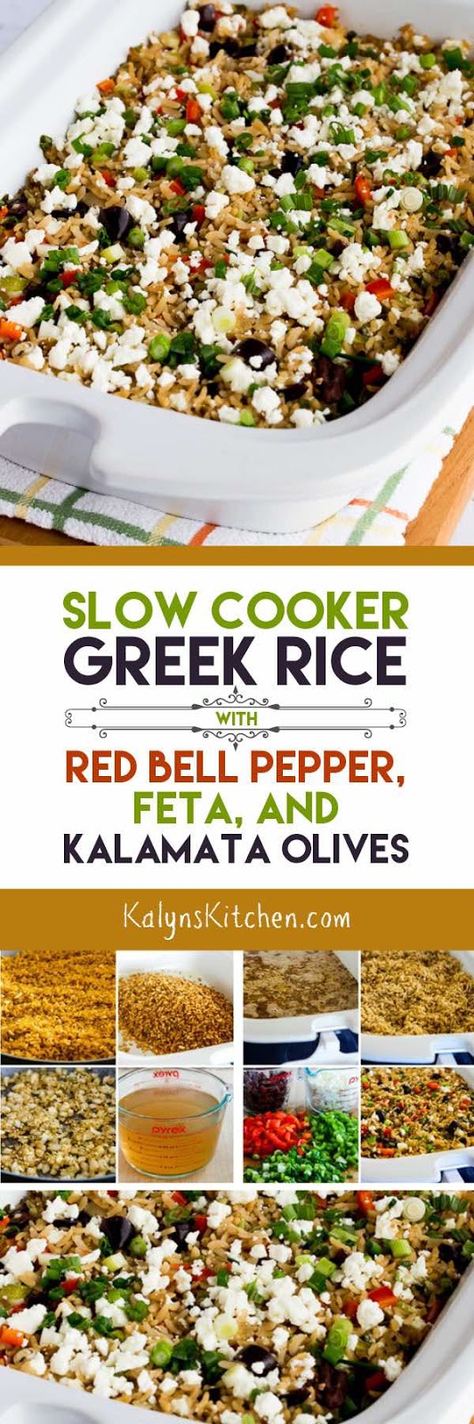 Slow Cooker Greek Rice with Red Bell Pepper, Feta, and Kalamata Olives