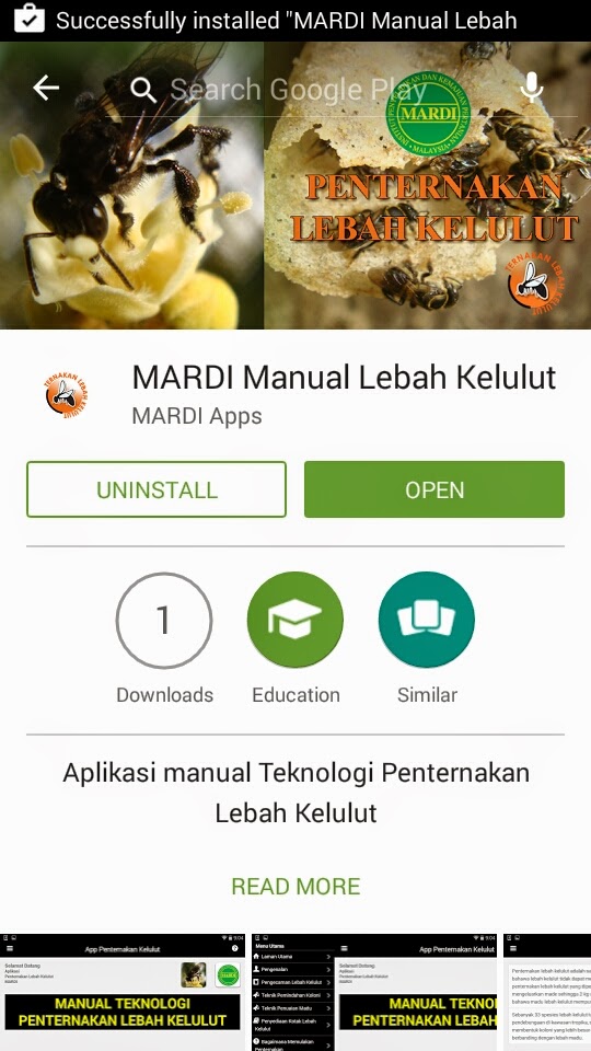 MARDI Membangunkan Aplikasi Android Manual Lebah Kelulut Untuk Penternak