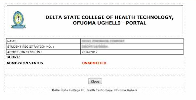 School of Health Technology Ofuoma Not Admitted School of Health Technology Ofuoma Not Admitted