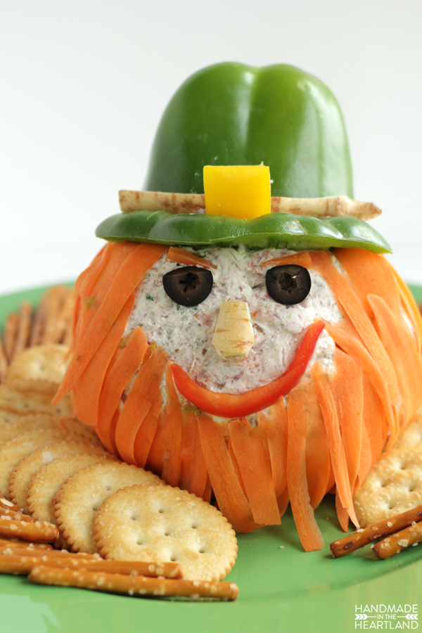 This corned beef leprechaun cheeseball is sure to make everyone laugh. This is the best appetizer for your St.Patrick's day party! Corned Beef Leprechaun Cheeseball Recipe