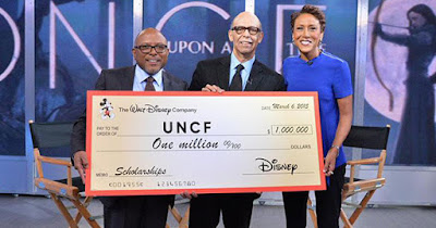 Scholarship check from the United Negro College Fund and Disney