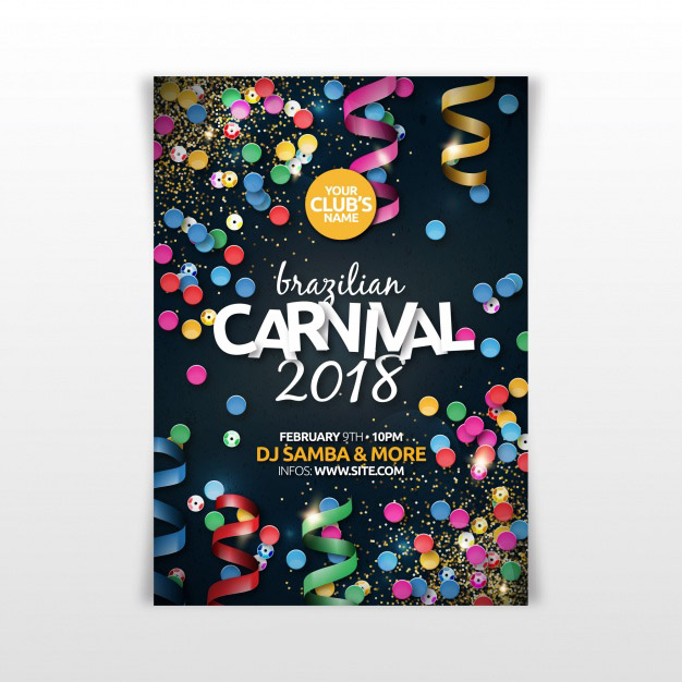 Realistic brazilian carnival party flyer/poster Free Vector
