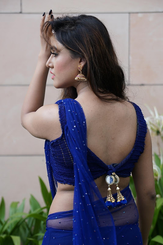 Sony Charishta Stills in Blue Saree