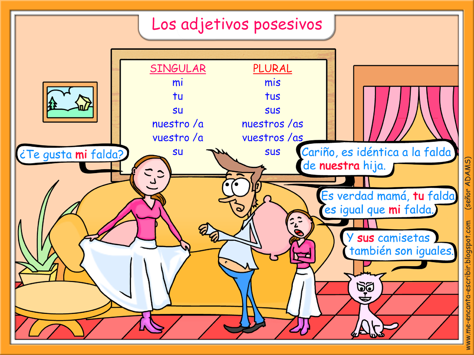 Me Encanta Escribir En Español Los Adjetivos Posesivos
