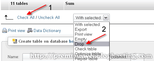 Drop WordPress DB Tables