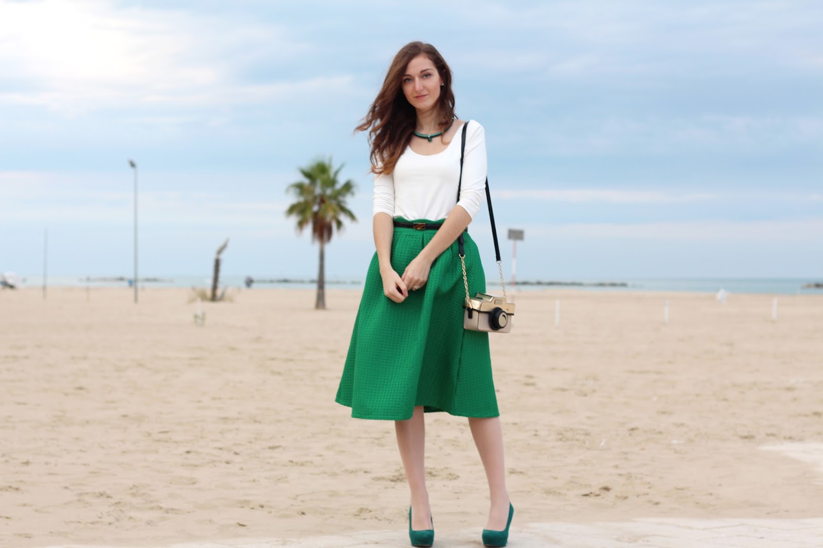 look romantico green midi skirt 