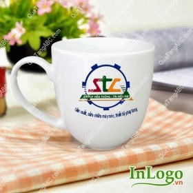 ly sứ trắng Minh Long in logo ly sứ trắng Minh Long in logo