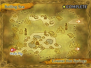 A map to the Boiling Sea - Coastal Hot Springs area in The Legend of Legacy.
