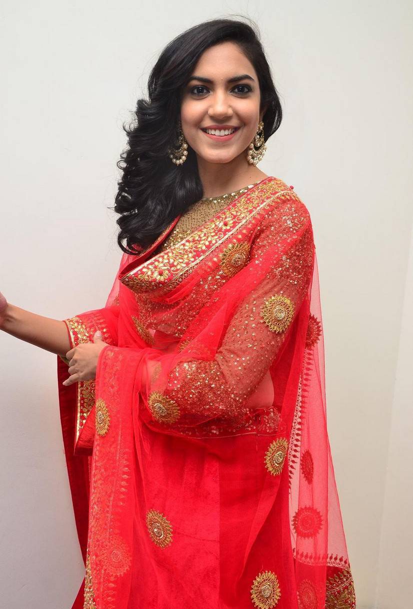 Tollywood Actress Ritu Varma Long Hair In Red Dress