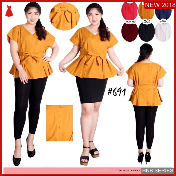 HNB037 Model Baju Ukuran Besar Jumbo Dress Kerah BMG Shop