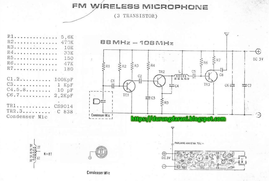 DURUNG DARANI Tulus Kit Rangkaian FM Wireless Microphone