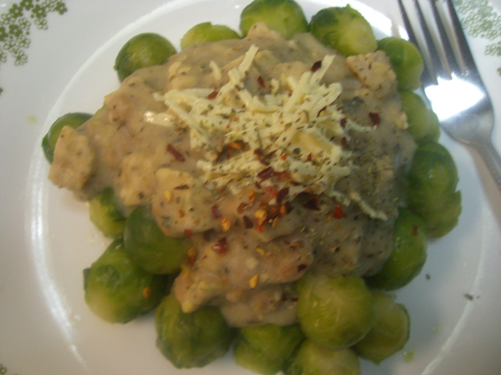 AfroVeganChick Vegan Cauliflower Tempeh Gravy Over Brussels Sprouts