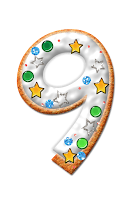 Number nine graphic, decorated with icing, stars and dots