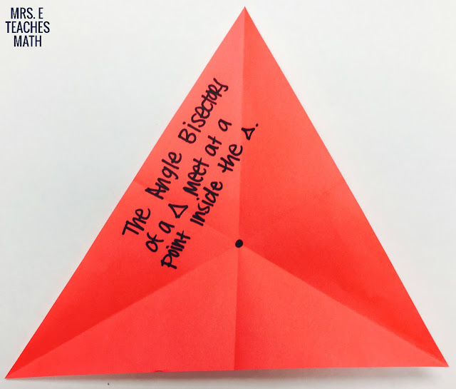 Angle Bisectors in Triangles Paper Folding Activity