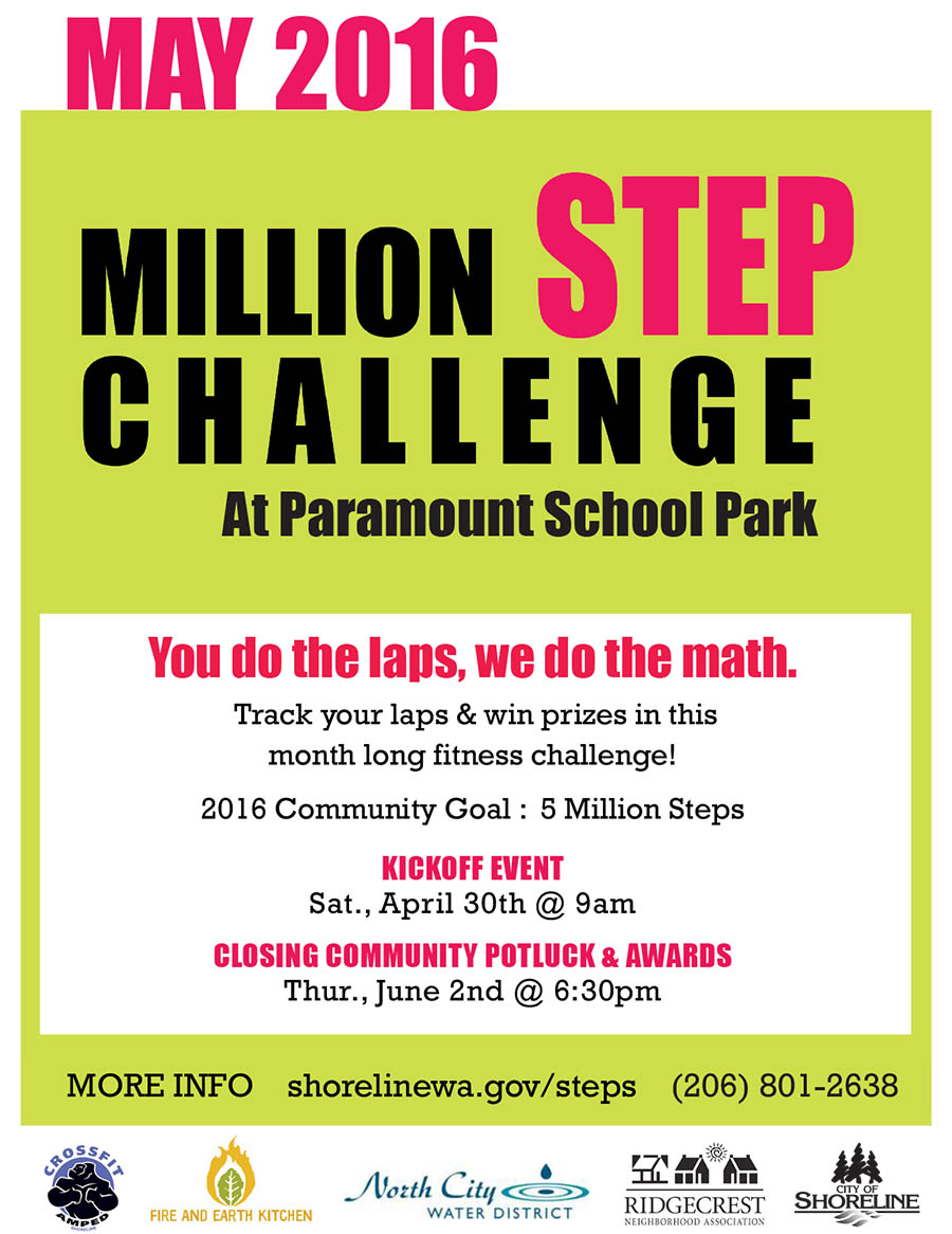 Shoreline Area News 2016 Million STEP Challenge at Paramount School Park
