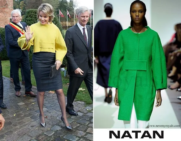 Queen Mathilde wore NATAN Coat in Yellow