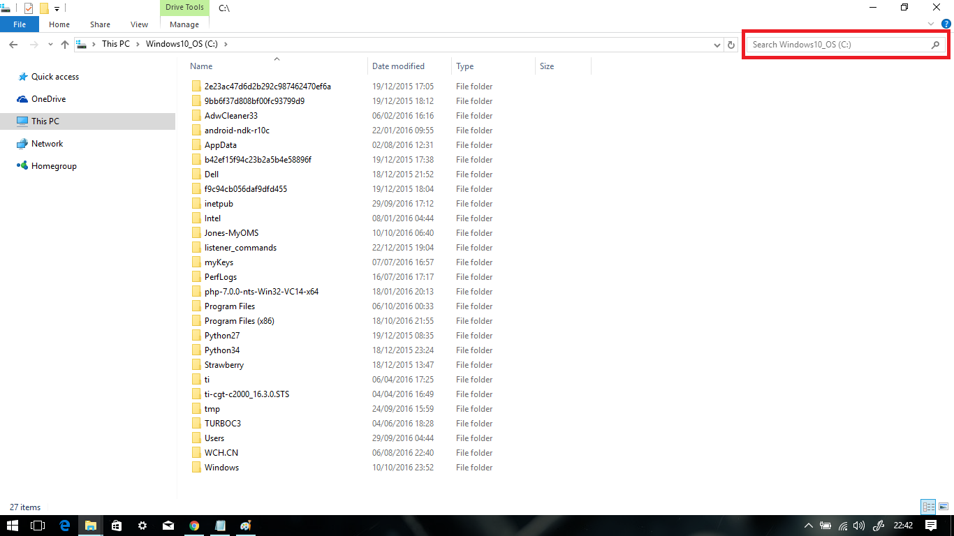 Windows explorer search