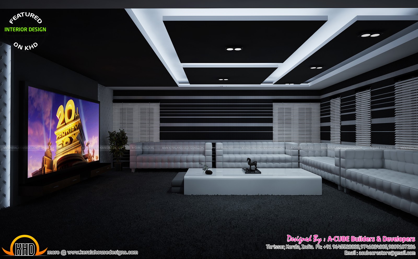 Upper living, Home theater, Living room, Study room Kerala Home