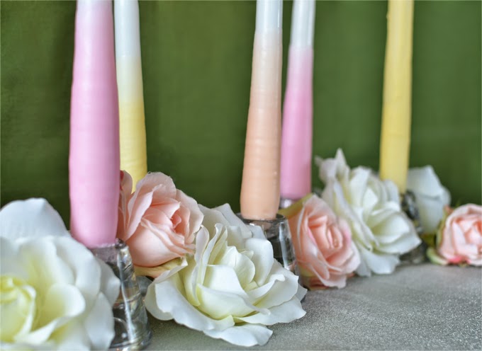 DIY Ombre Dipped Taper Candle Centerpieces