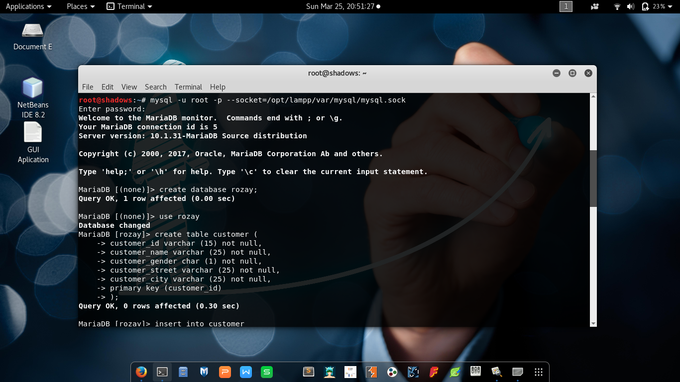 berbagi ilmu membuat database dengan terminal linux