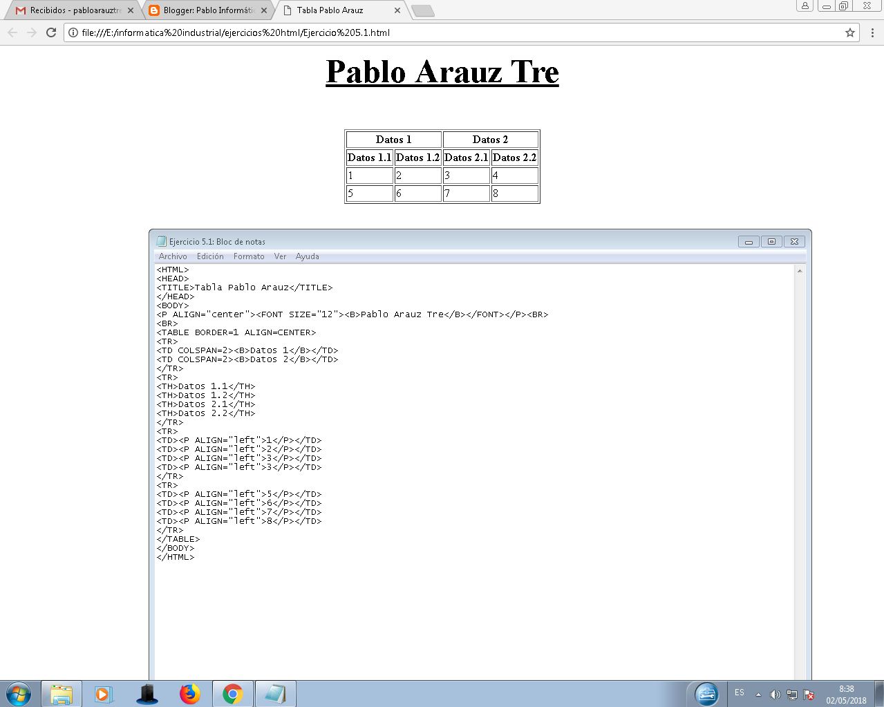 Ejercicio Tabla HTML