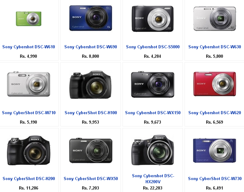 geniusimages Sony Digital Camera Price List in India from