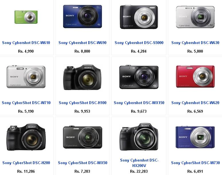 Geniusimages Sony Digital Camera Price List In India From Genius Valleys