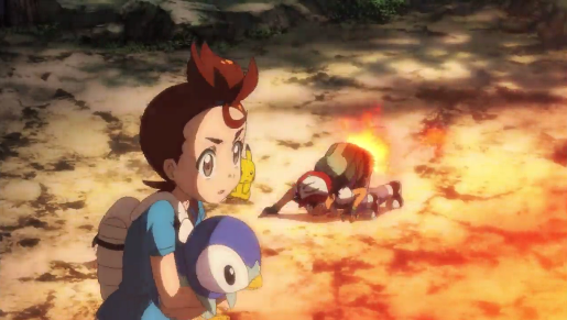 Pokémon the Movie I Choose You Ash Ketchum butt ass on fire
