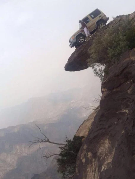 Saudi adventurer, Stopped, Car, Top, 3,600-metre, High, Mountain, Gulf Kingdom, Newspaper, Described
