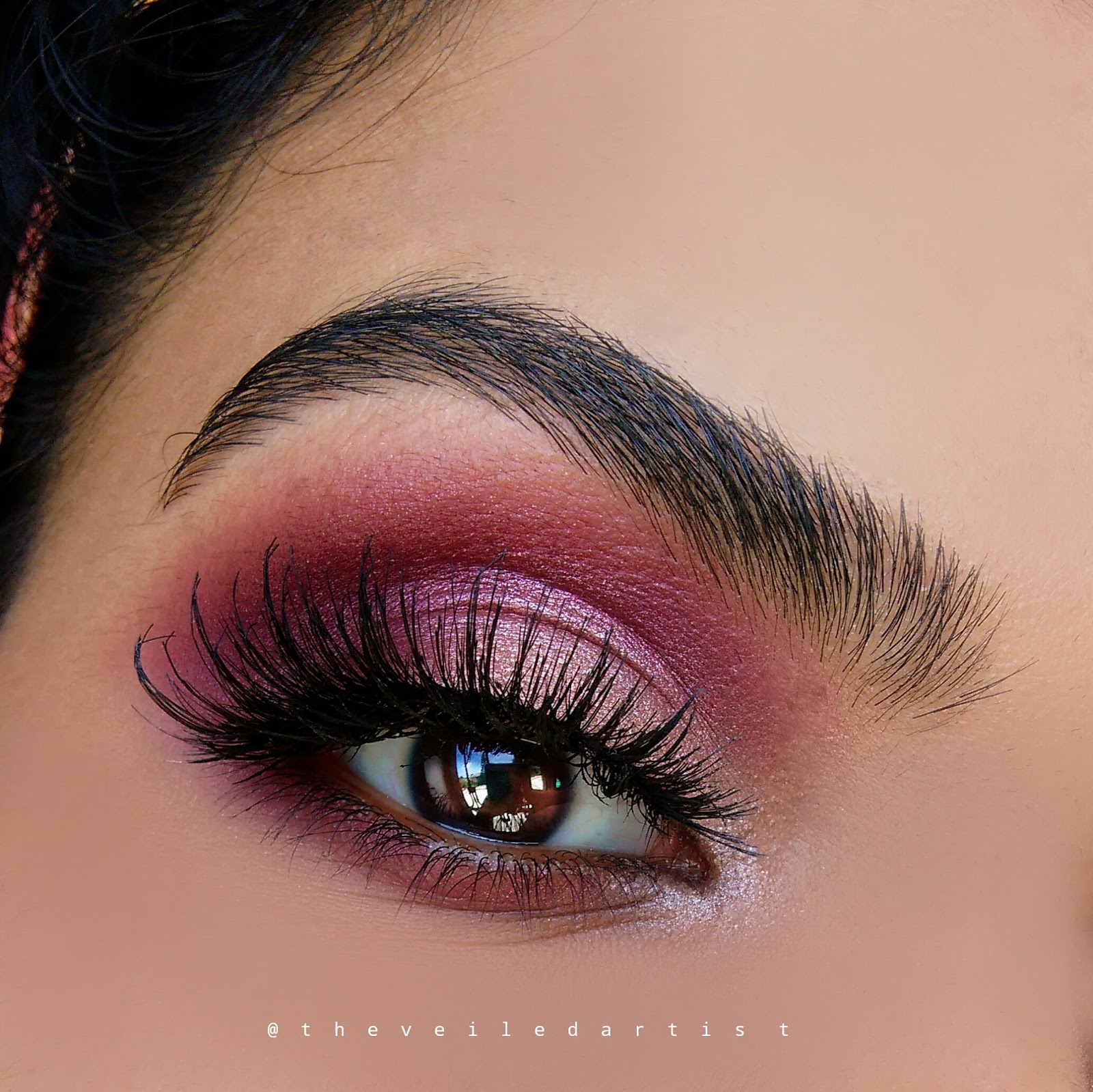 Romantic Shimmery Pink Burgundy Smokey Eyes Tutorial (Fall Part 3) - The Veiled Artist