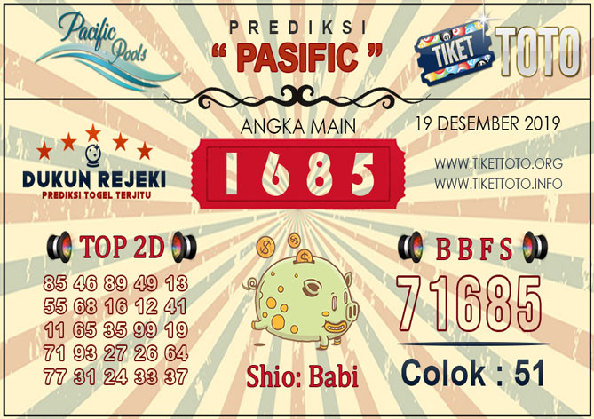 Prediksi Togel PASIFIC TIKETTOTO 19 DESEMBER 2019