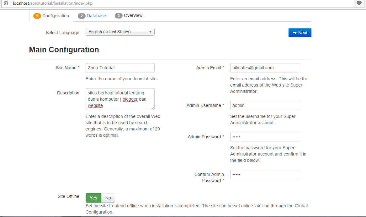 Tutorial Instal Joomla