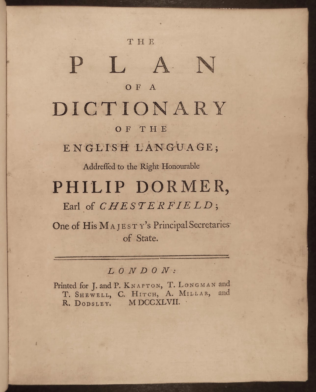 A title page for "The Plan of a Dictionary."