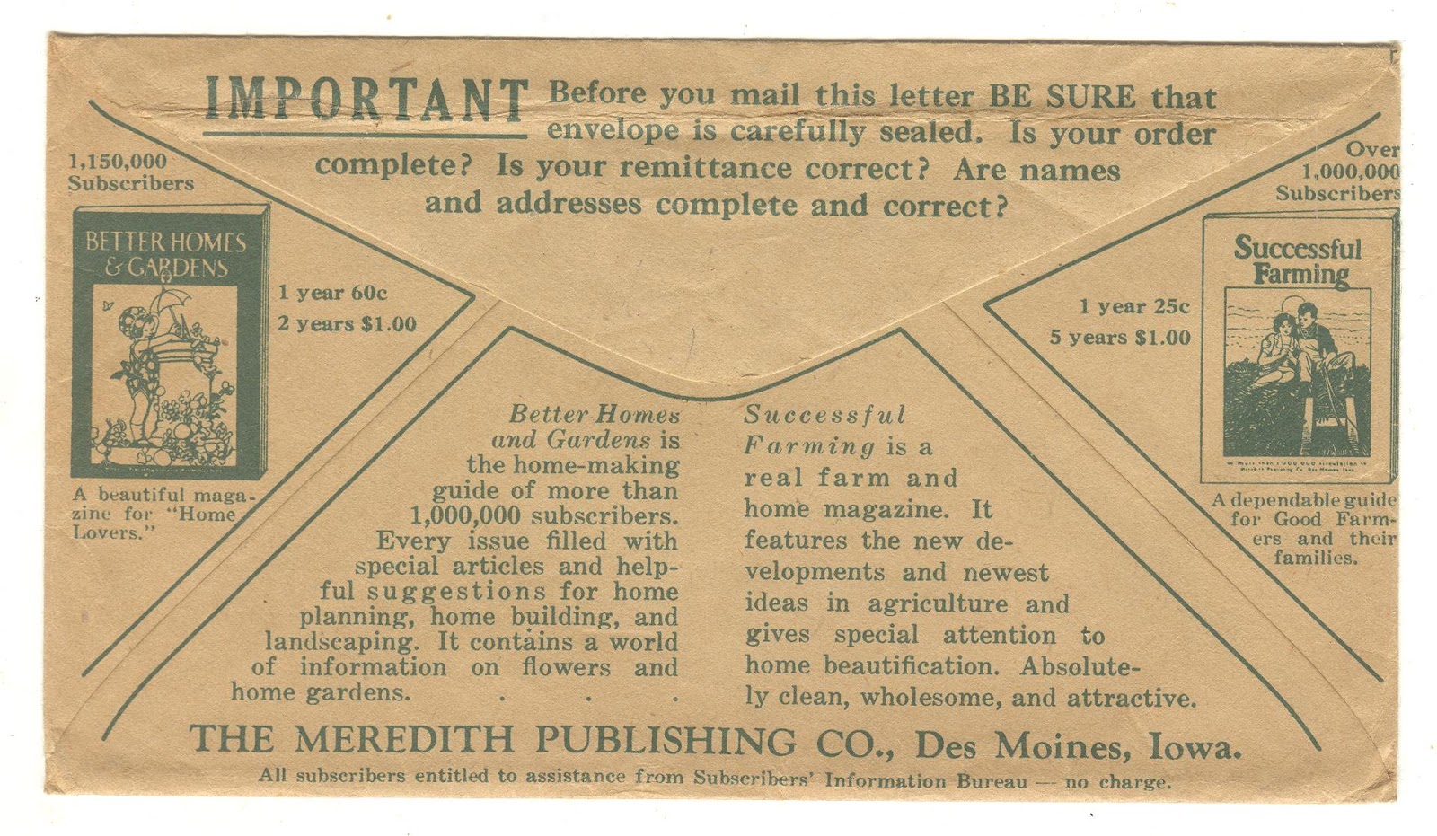 Judy's Postcards Plus Vintage Purchase Order Envelope for Better Homes