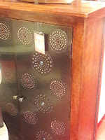 CountdownToFreedom.net Pier 1 Imports Cabinet with Decorative Tile http://www.countdowntofreedom.net/2017/03/rv-design-ideas.html