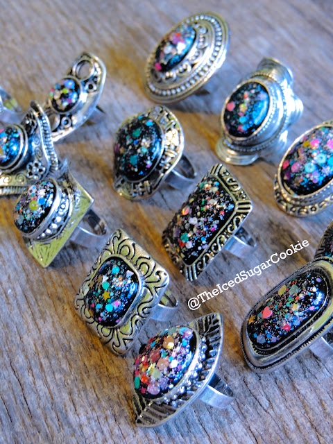 Glitter Bomb Fashion Rings, Rings, Fashion Rings, The Iced Sugar Cookie, Jewelry, Boho Rings, Glitter Rings, Statement Rings, Galaxy Rings,