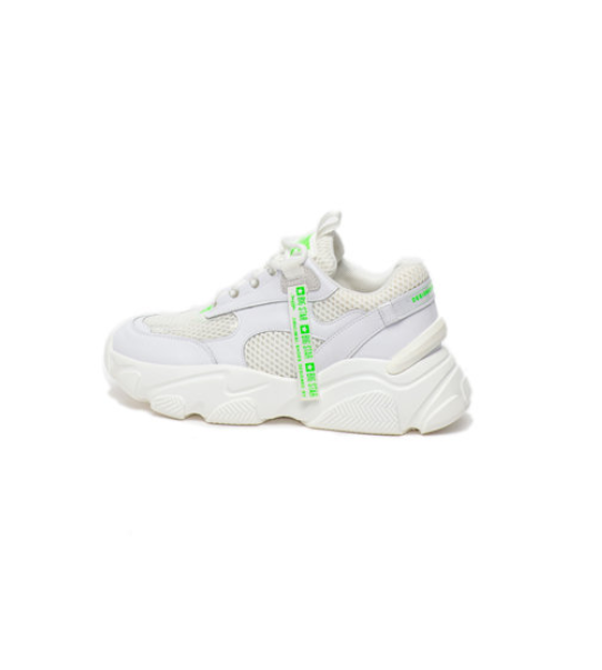 Pantofi sport femei albi de piele naturala cu garnituri de plasa si talpa groasa Big Star