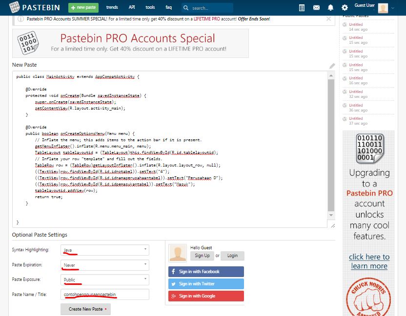 Cara Menggunakan Pastebin Oddsay